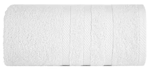 Ręcznik kąpielowy 100x150 cm bawełniany kolor biały z ozdobną bordiurą 500 g/m2 MILO Eurofirany