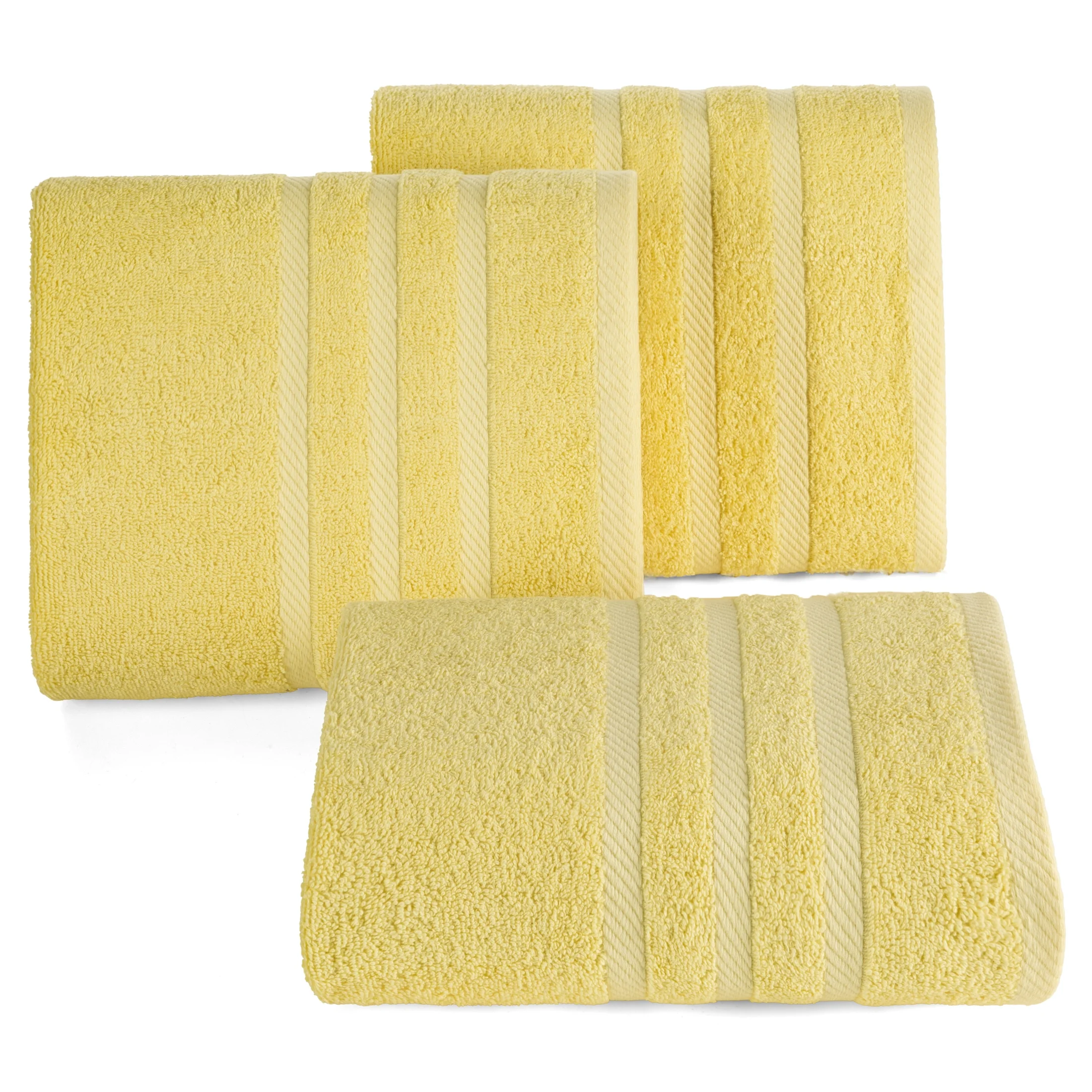 Ręcznik do rąk 30x50 cm bawełniany kolor żółty z ozdobną bordiurą 500 g/m2 MILO Eurofirany
