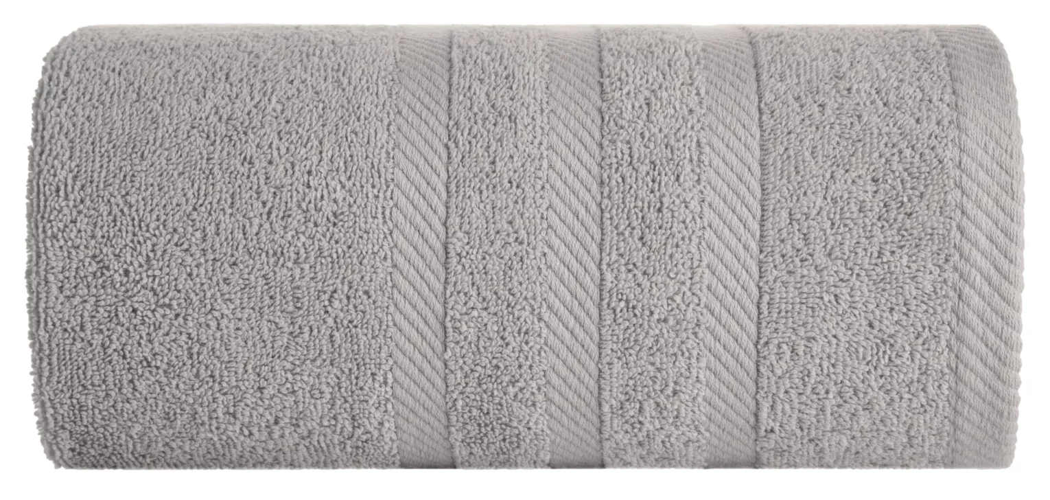 Ręcznik kąpielowy 70x140 cm bawełniany kolor srebrny z ozdobną bordiurą 500 g/m2 MILO Eurofirany
