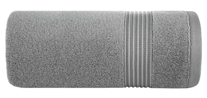 Ręcznik do rąk 30x50 cm bawełniany kolor srebrny 0 twist zdobiony paseczkami 550 g/m2 MOLLY Eurofirany