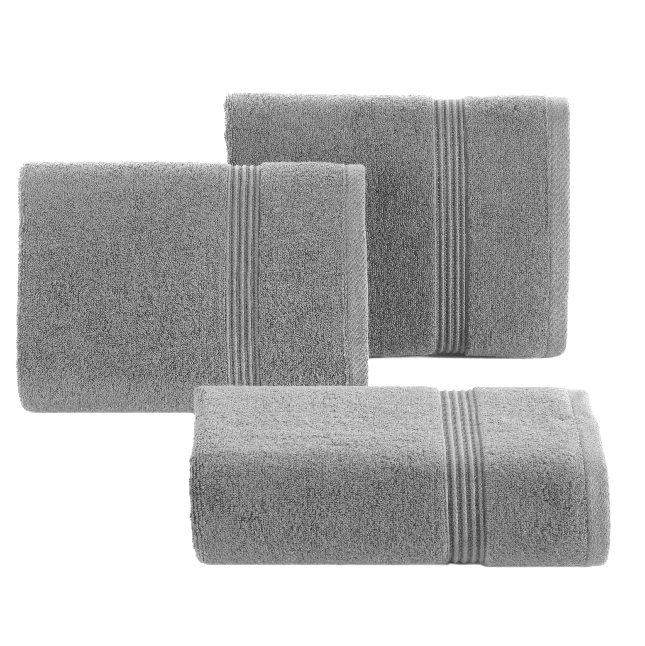 Ręcznik do rąk 30x50 cm bawełniany kolor srebrny 0 twist zdobiony paseczkami 550 g/m2 MOLLY Eurofirany