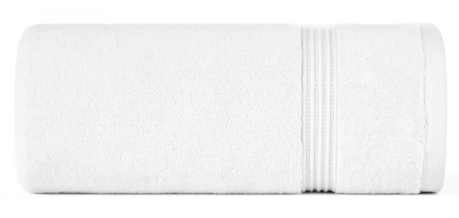 Ręcznik kąpielowy 50x90 cm bawełniany kolor biały 0 twist zdobiony paseczkami 550 g/m2 MOLLY Eurofirany