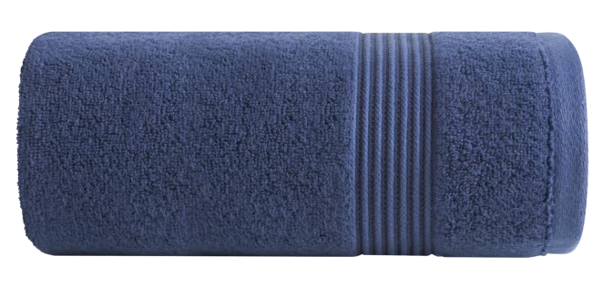 Ręcznik do rąk 30x50 cm bawełniany kolor granatowy 0 twist zdobiony paseczkami 550 g/m2 MOLLY Eurofirany