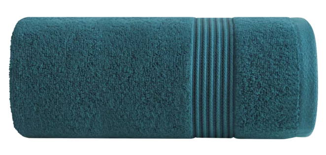 Ręcznik do rąk 30x50 cm bawełniany kolor turkusowy 0 twist zdobiony paseczkami 550 g/m2 MOLLY Eurofirany
