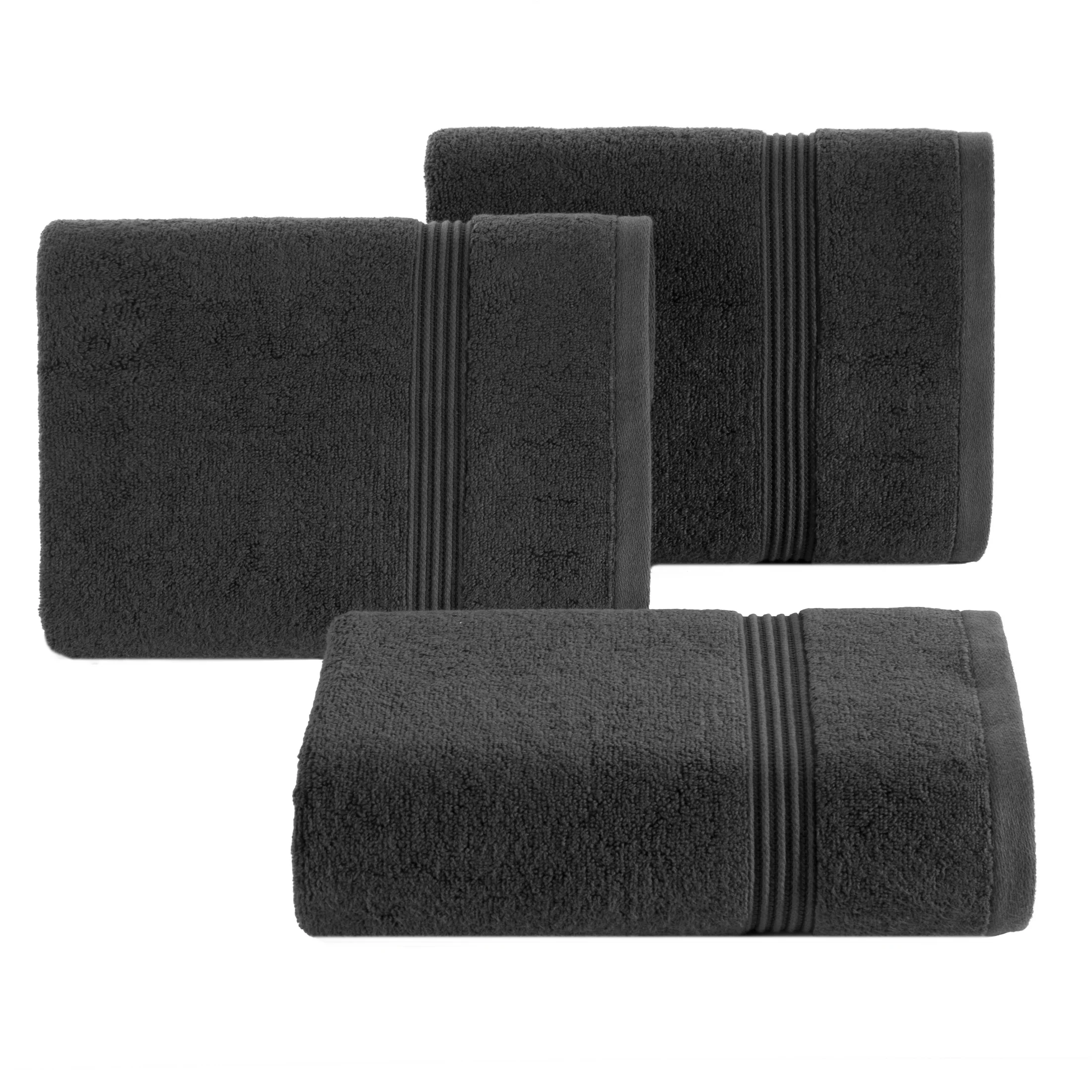 Ręcznik do rąk 30x50 cm bawełniany kolor czarny 0 twist zdobiony paseczkami 550 g/m2 MOLLY Eurofirany