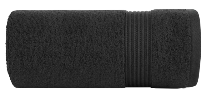 Ręcznik kąpielowy 50x90 cm bawełniany kolor czarny 0 twist zdobiony paseczkami 550 g/m2 MOLLY Eurofirany