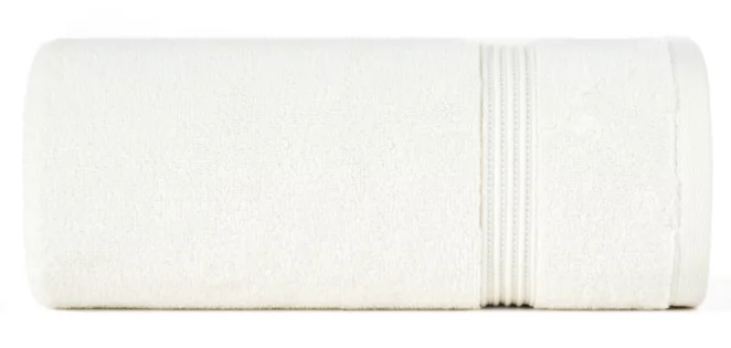 Ręcznik kąpielowy 50x90 cm bawełniany kolor kremowy 0 twist zdobiony paseczkami 550 g/m2 MOLLY Eurofirany