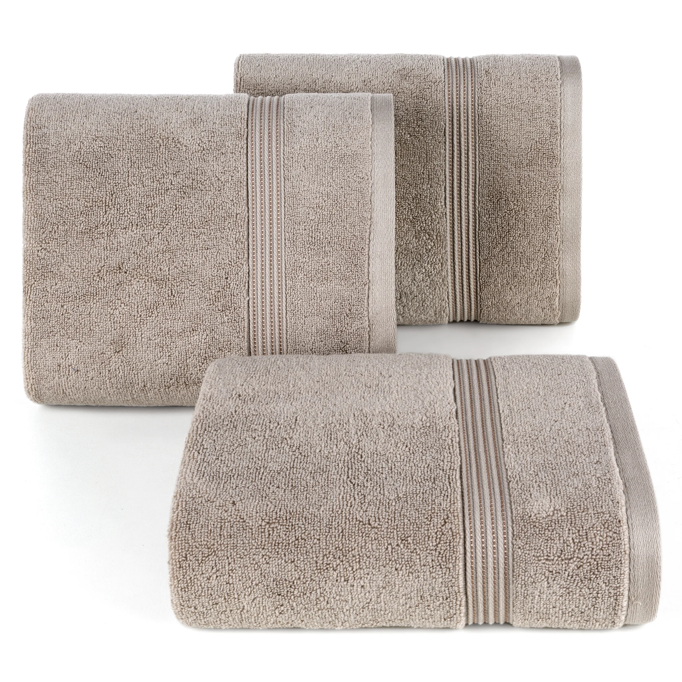 Ręcznik do rąk 30x50 cm bawełniany kolor beżowy 0 twist zdobiony paseczkami 550 g/m2 MOLLY Eurofirany