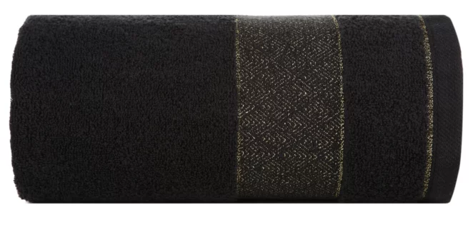 Ręcznik kąpielowy 50x90 cm bawełniany kolor czarny z ozdobną bordiurą 500 g/m2 NESSY Eurofirany