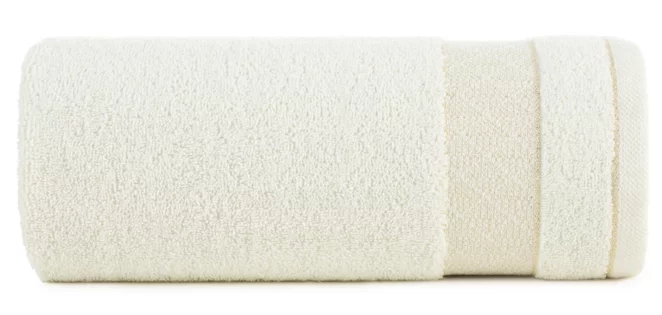 Ręcznik kąpielowy 50x90 cm bawełniany kolor kremowy z ozdobną bordiurą 500 g/m2 NESSY Eurofirany