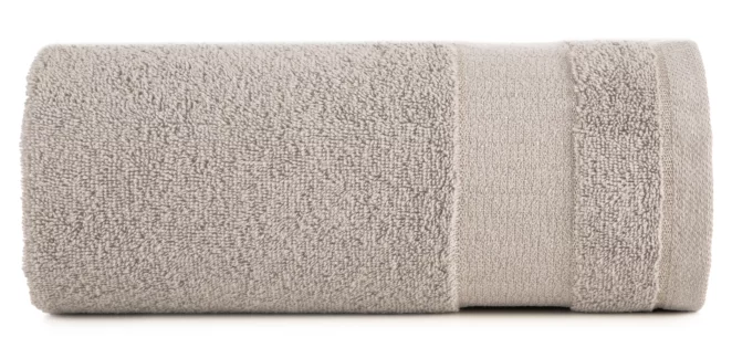 Ręcznik kąpielowy 50x90 cm bawełniany kolor beżowy z ozdobną bordiurą 500 g/m2 NESSY Eurofirany