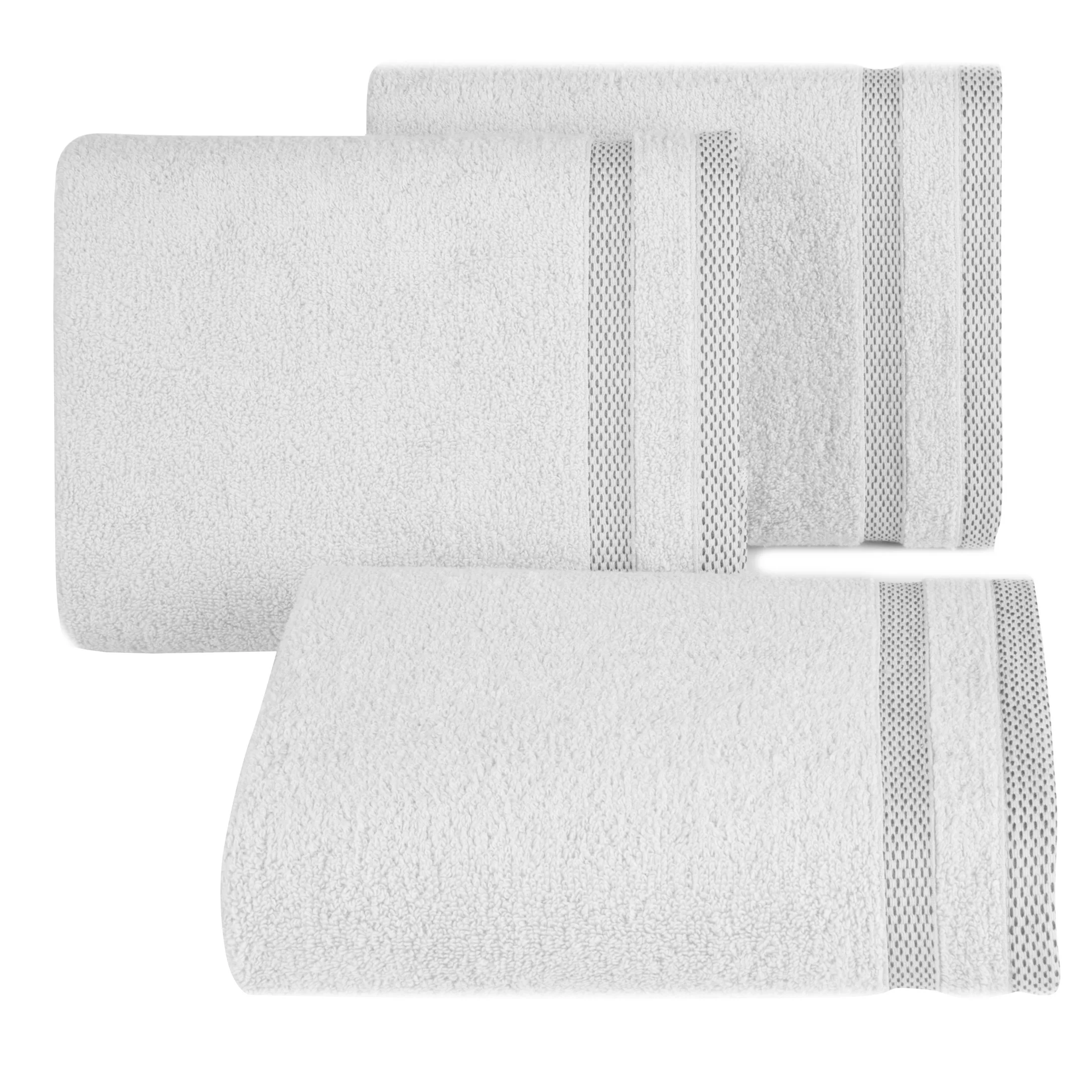 Ręcznik do rąk 30x50 cm bawełniany kolor biały zero twist z bordiurą w paski 400 g/m2 RIKI Eurofirany