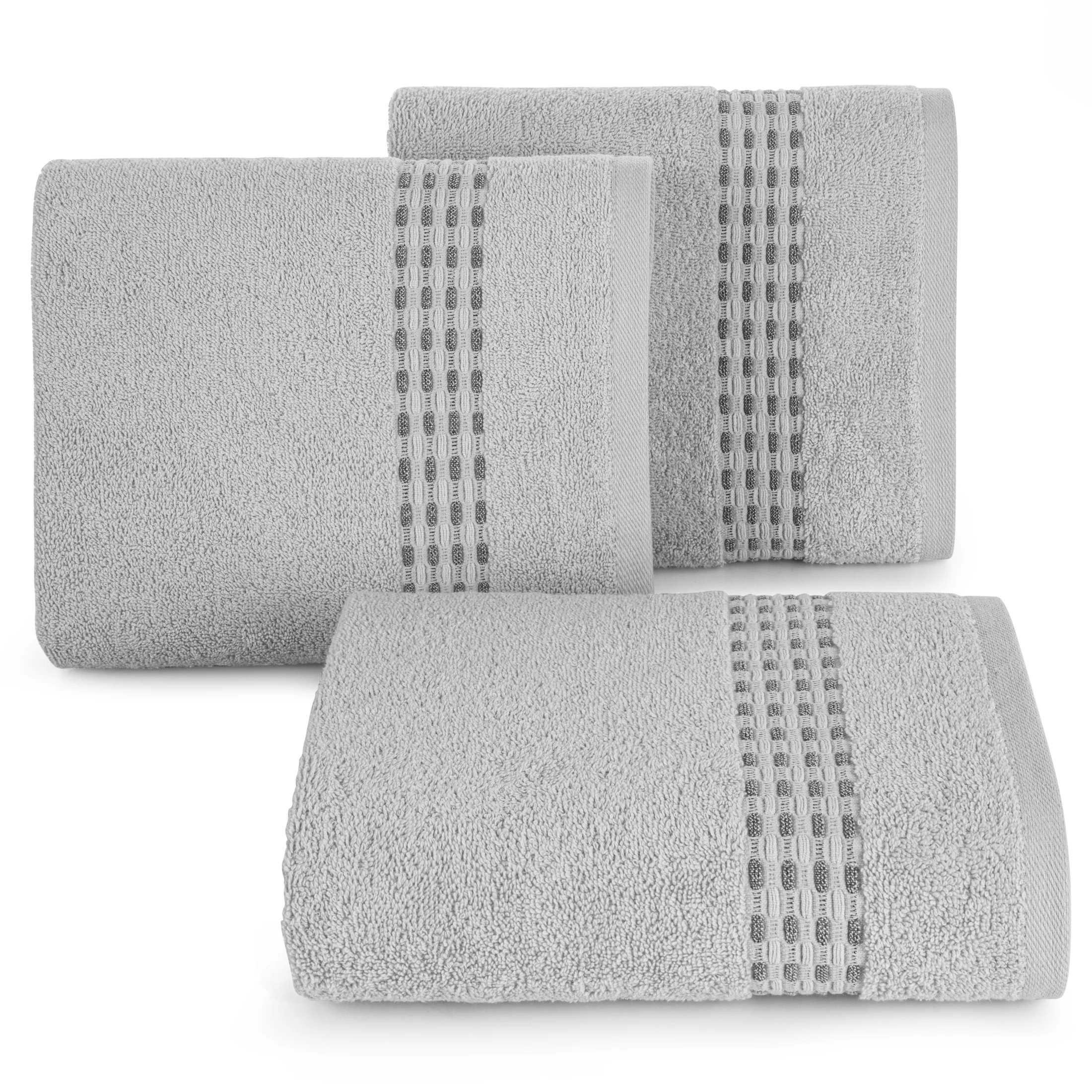 Ręcznik do rąk 30x50 cm bawełniany kolor srebrny z przeplataną bordiurą 500 g/m2 RIVA Eurofirany
