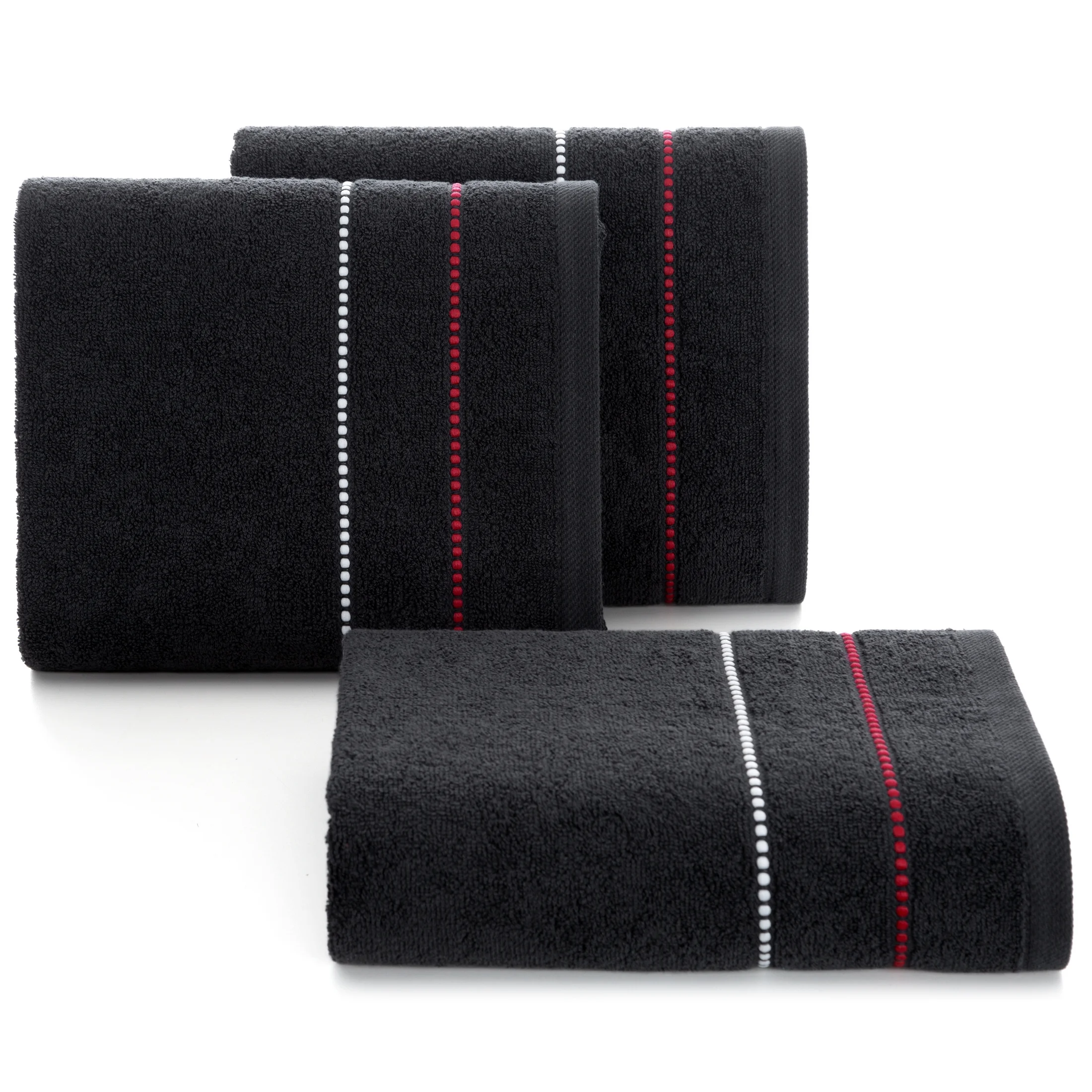 Ręcznik do rąk 30x50 cm bawełniany kolor czarny z kontrastującymi paseczkami 500 g/m2 SUZI Eurofirany
