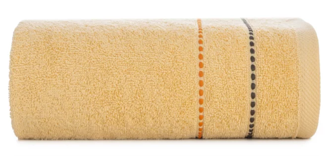 Ręcznik do rąk 30x50 cm bawełniany kolor jasnożółty z kontrastującymi paseczkami 500 g/m2 SUZI Eurofirany