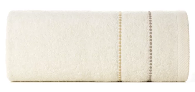 Ręcznik do rąk 30x50 cm bawełniany kolor kremowy z kontrastującymi paseczkami 500 g/m2 SUZI Eurofirany