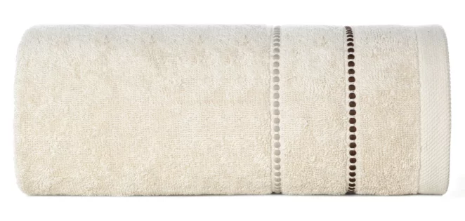 Ręcznik kąpielowy 70x140 cm bawełniany kolor beżowy z kontrastującymi paseczkami 500 g/m2 SUZI Eurofirany