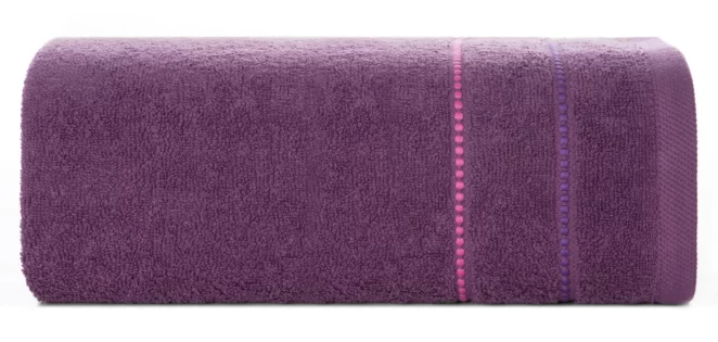 Ręcznik do rąk 30x50 cm bawełniany kolor fioletowy z kontrastującymi paseczkami 500 g/m2 SUZI Eurofirany