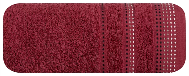 Ręcznik kąpielowy 50x90 cm bawełniany kolor bordowy z ozdobnym stębnowaniem 500 g/m2 POLA Eurofirany