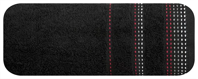 Ręcznik kąpielowy 50x90 cm bawełniany kolor czarny z ozdobnym stębnowaniem 500 g/m2 POLA Eurofirany