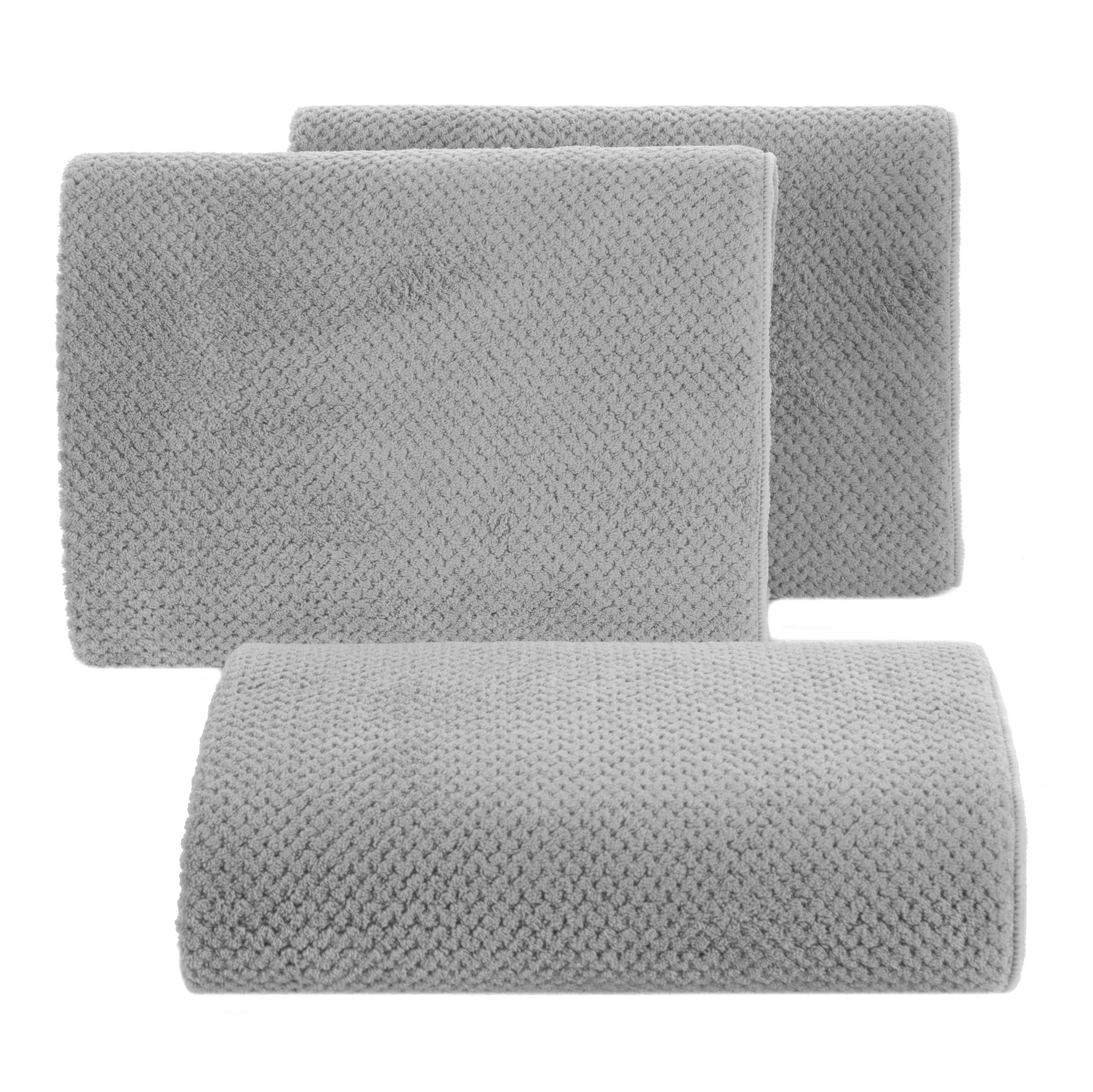 Ręcznik do rąk 30x50 cm szybkoschnący z mikrofibry kolor srebrny o ryżowej strukturze 280 g/m2 ZOE 1 Eurofirany