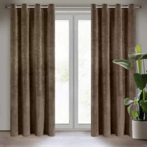 Zasłona brązowa z ekskluzywnego matowego welwetu 140x250 cm przelotka RIA Diva Line Eurofirany