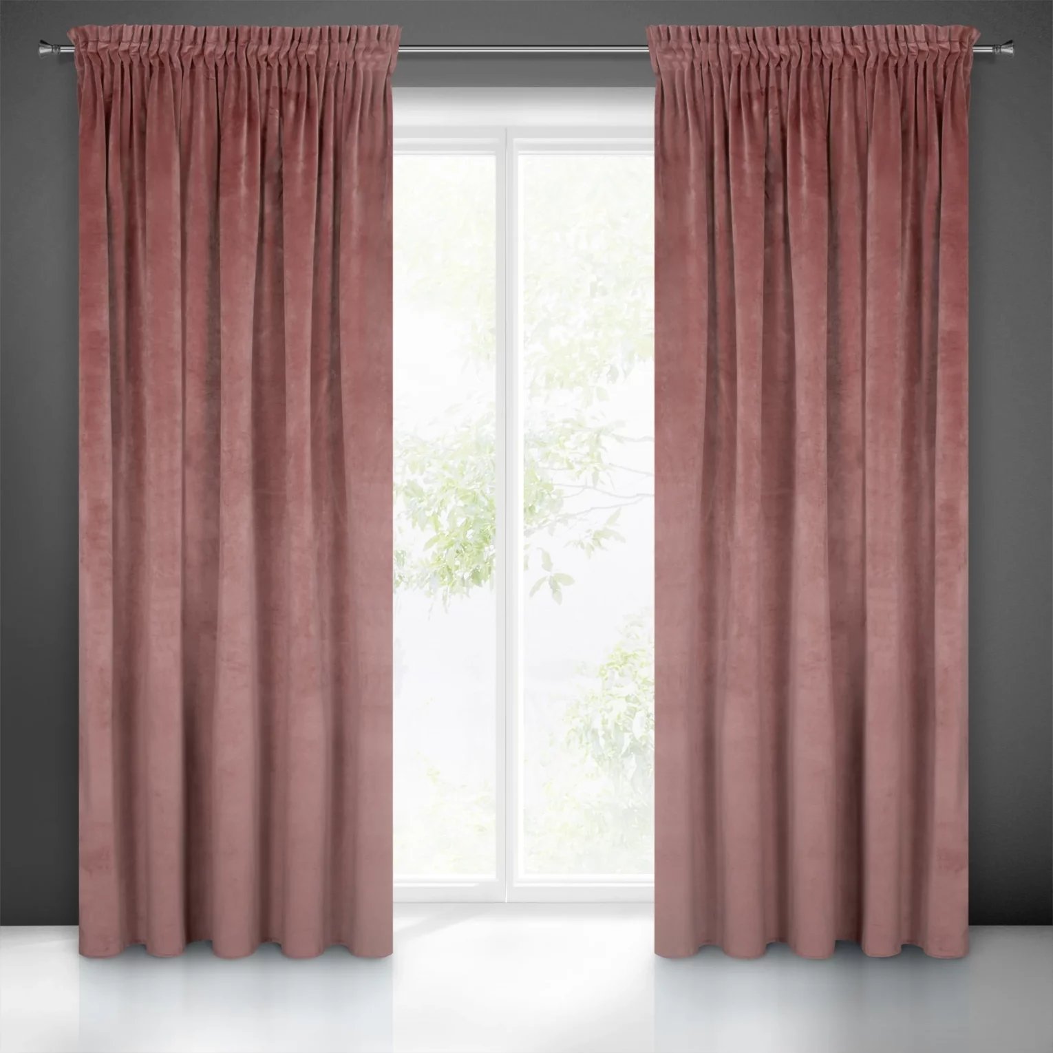 Zasłona ciemnoróżowa z ekskluzywnego matowego welwetu 140x270 cm taśma RIA Diva Line Eurofirany