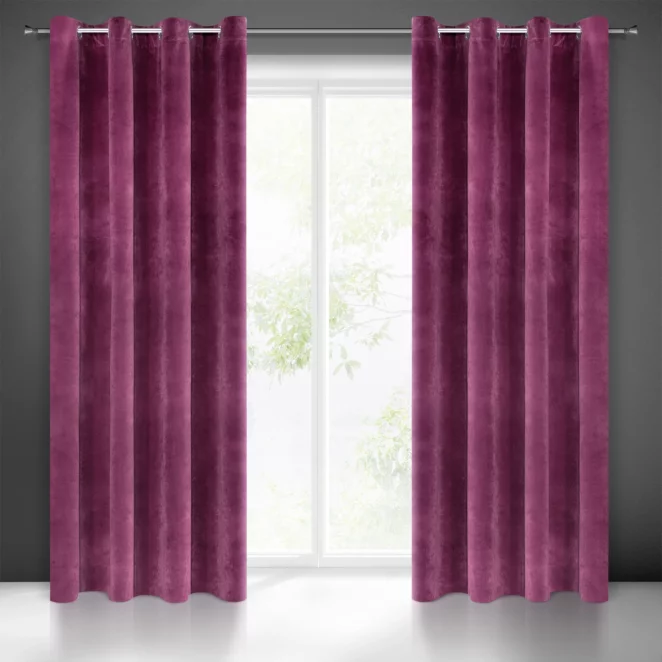 Zasłona ciemnofioletowa z ekskluzywnego matowego welwetu 140x250 cm przelotka RIA Diva Line Eurofirany