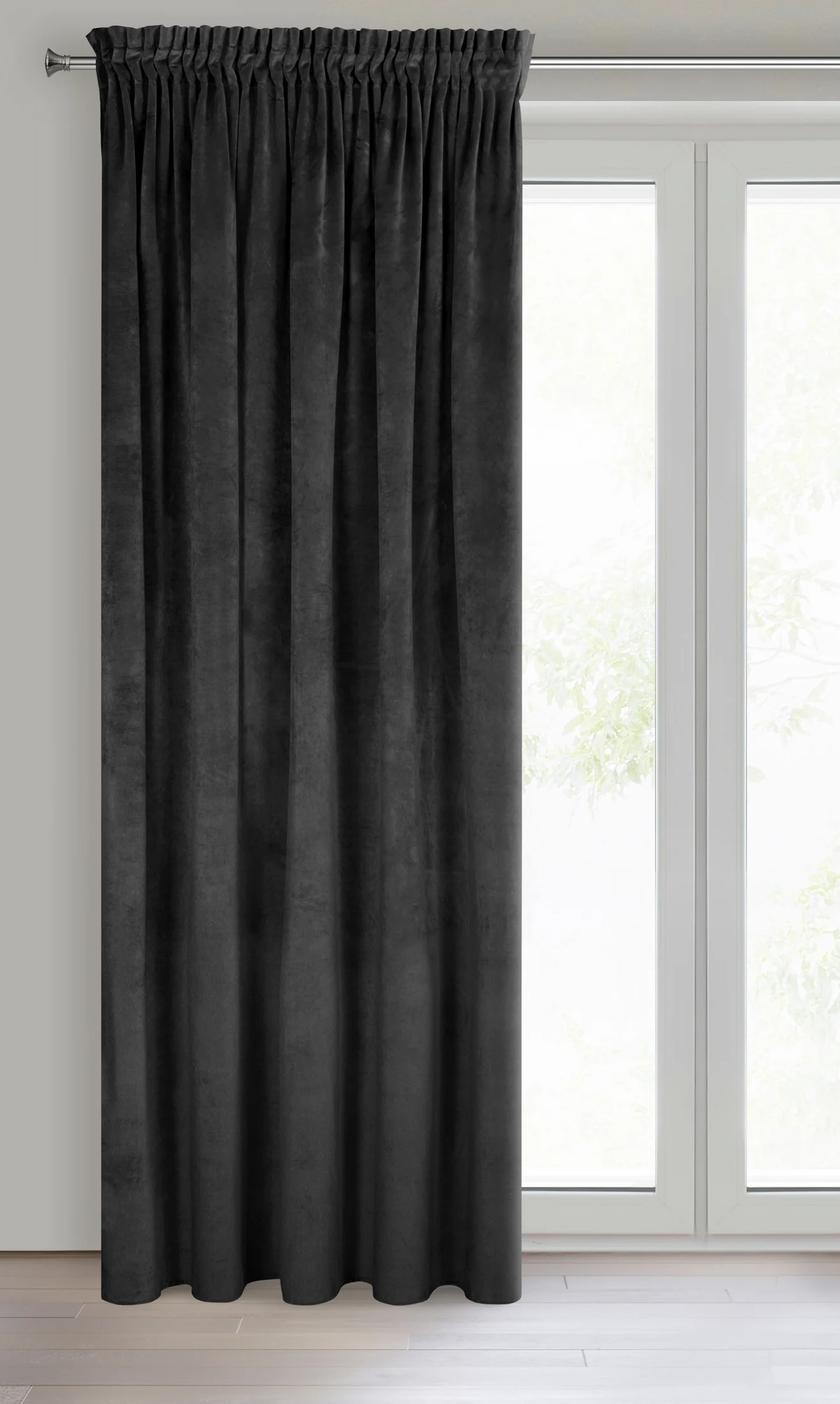 Zasłona czarna z ekskluzywnego matowego welwetu 140x270 cm taśma RIA Diva Line Eurofirany