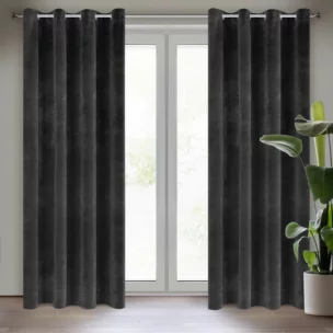 Zasłona czarna z ekskluzywnego matowego welwetu 140x250 cm przelotka RIA Diva Line Eurofirany