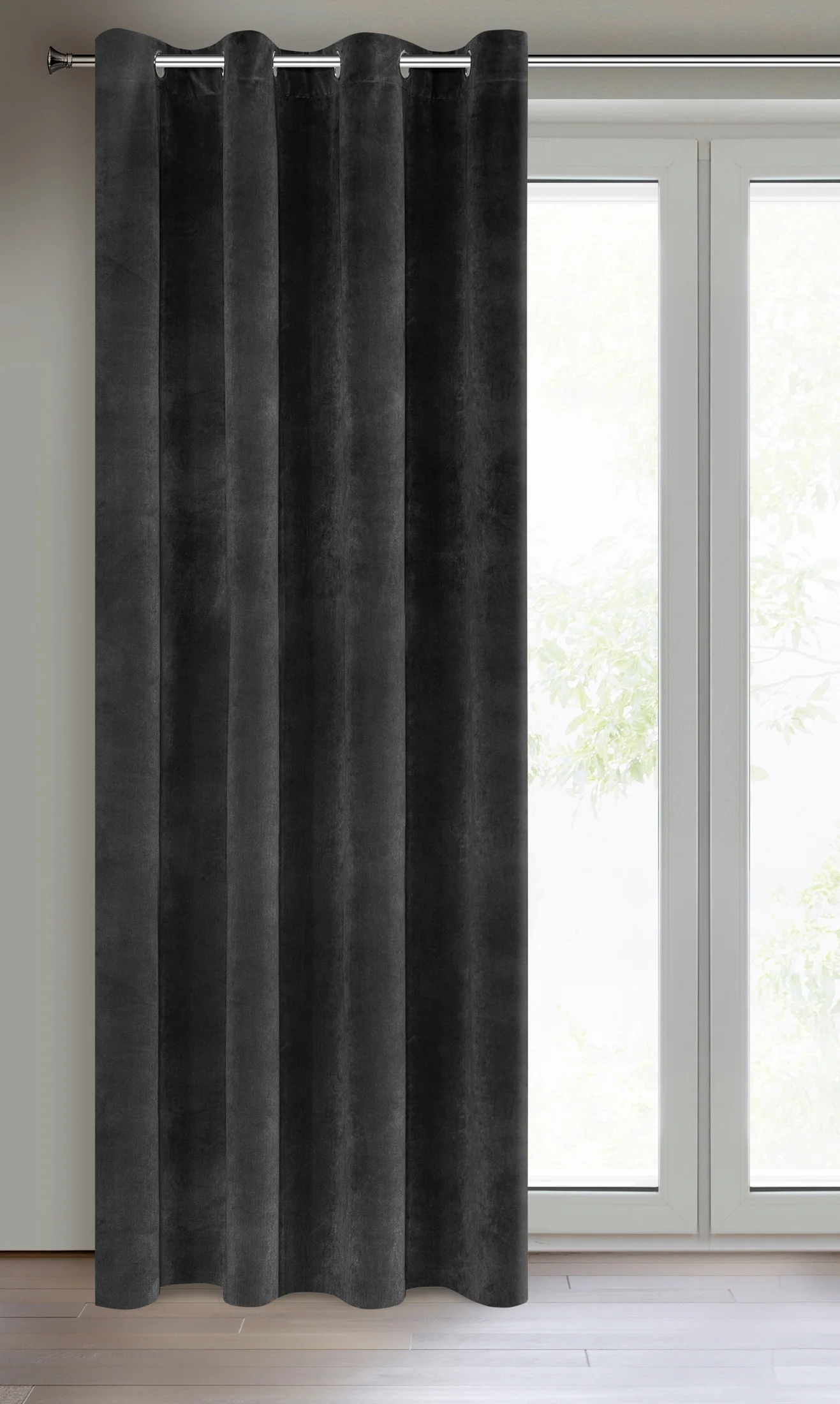 Zasłona czarna z ekskluzywnego matowego welwetu 140x250 cm przelotka RIA Diva Line Eurofirany