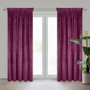 Zasłona ciemnofioletowa z ekskluzywnego matowego welwetu 140x270 cm taśma RIA Diva Line Eurofirany