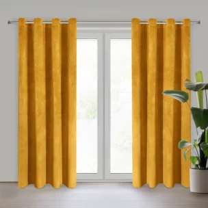Zasłona musztardowa z ekskluzywnego matowego welwetu 140x250 cm przelotka RIA Diva Line Eurofirany