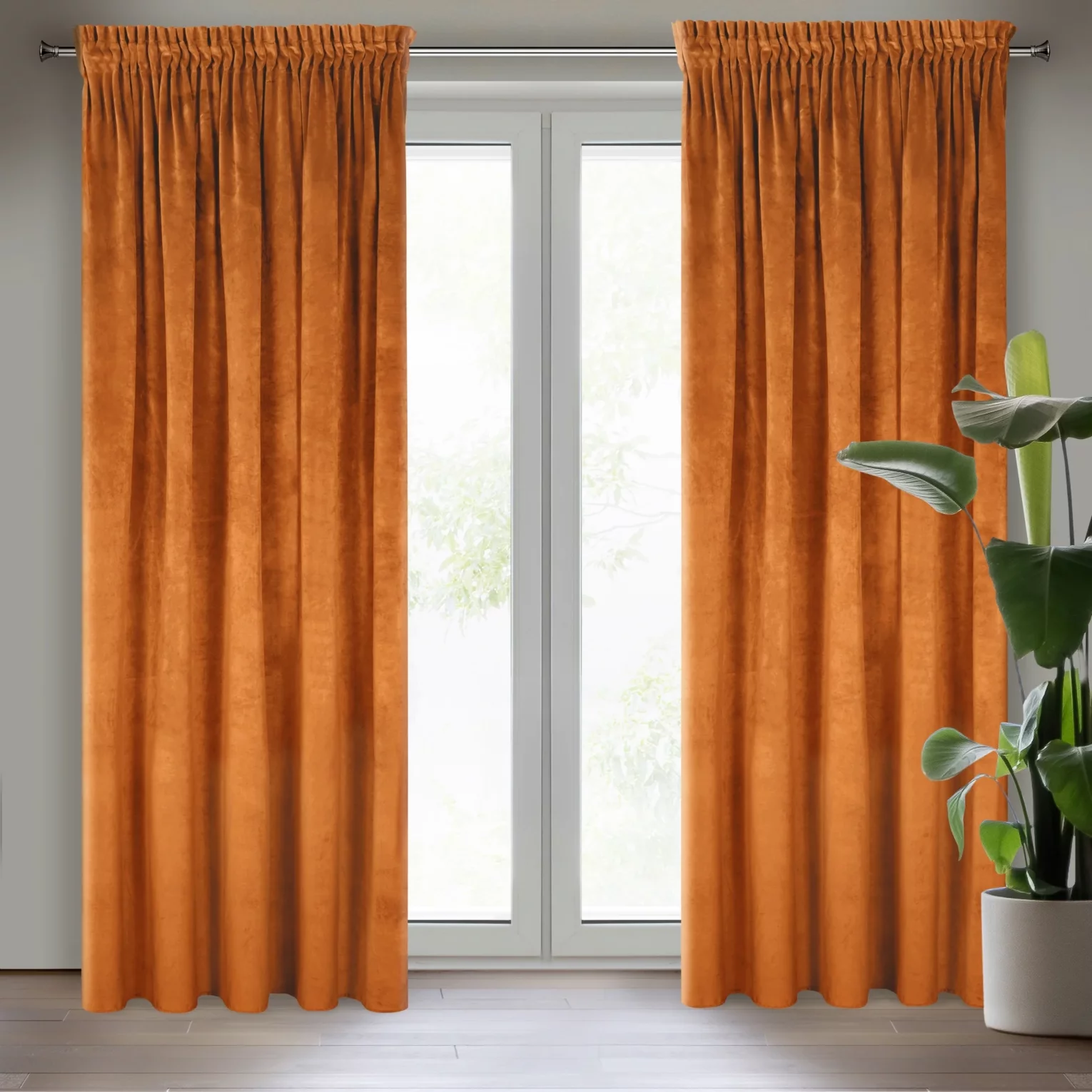 Zasłona ruda z ekskluzywnego matowego welwetu 140x270 cm taśma RIA Diva Line Eurofirany