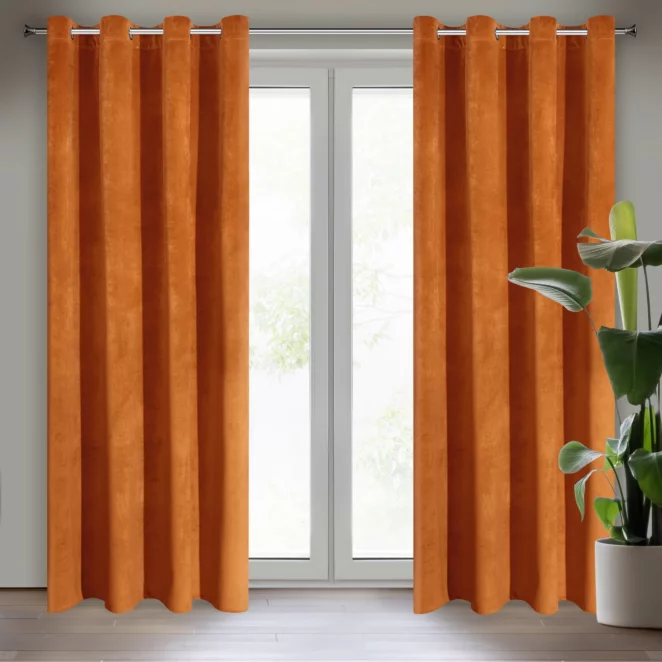 Zasłona ruda z ekskluzywnego matowego welwetu 140x250 cm przelotka RIA Diva Line Eurofirany