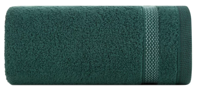 Ręcznik do rąk 30x50 cm bawełniany kolor ciemnozielony zero twist z bordiurą w paski 400 g/m2 RIKI Eurofirany
