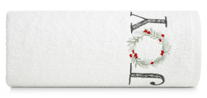 Ręcznik kąpielowy świąteczny 50X90 cm bawełniany kolor biały 450 g/m2 SANTA Eurofirany