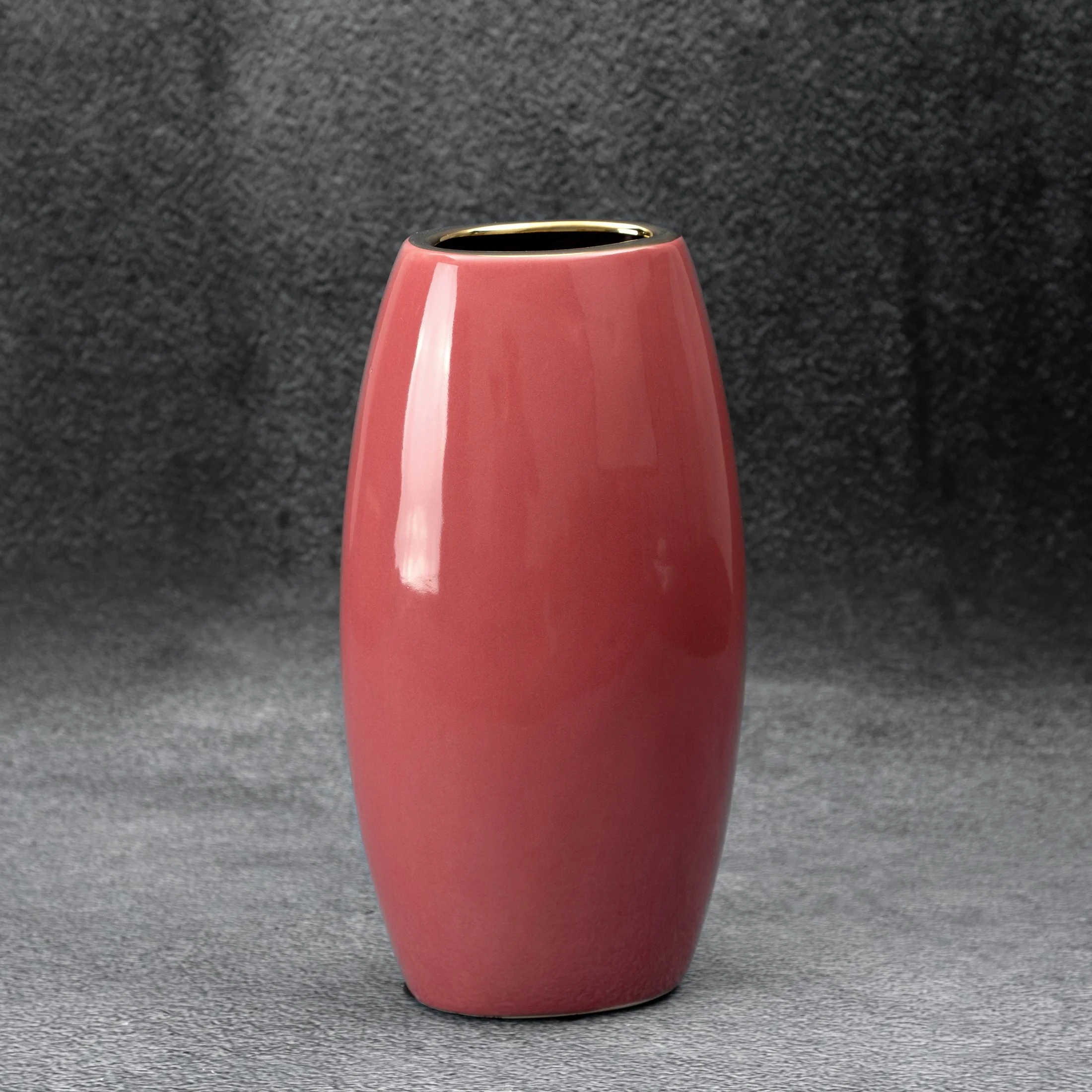 Sibel różowy wazon ceramiczny z perłowym połyskiem 13x9x25 cm Eurofirany
