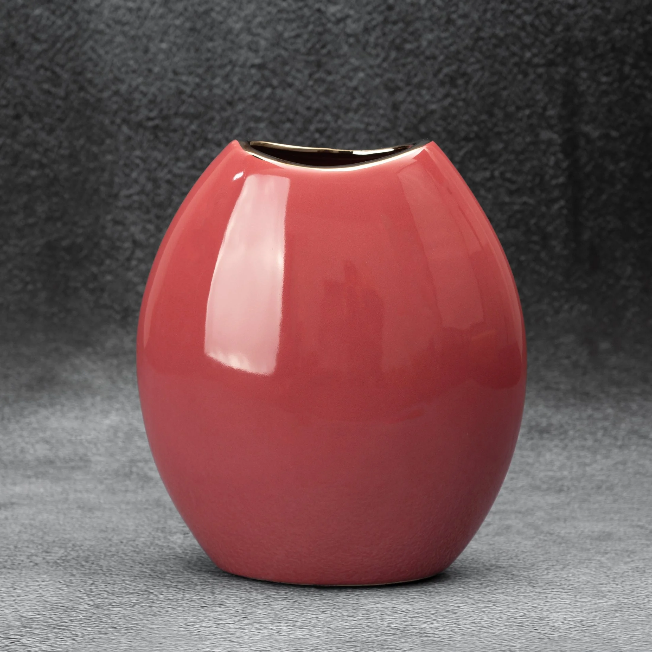 Sibel różowy wazon ceramiczny z perłowym połyskiem 18x9x20 cm Eurofirany