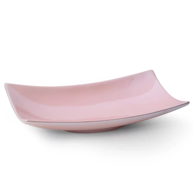 Patera ceramiczna dekoracyjna różowa z perłowym połyskiem 31x17x7 cm Eurofirany