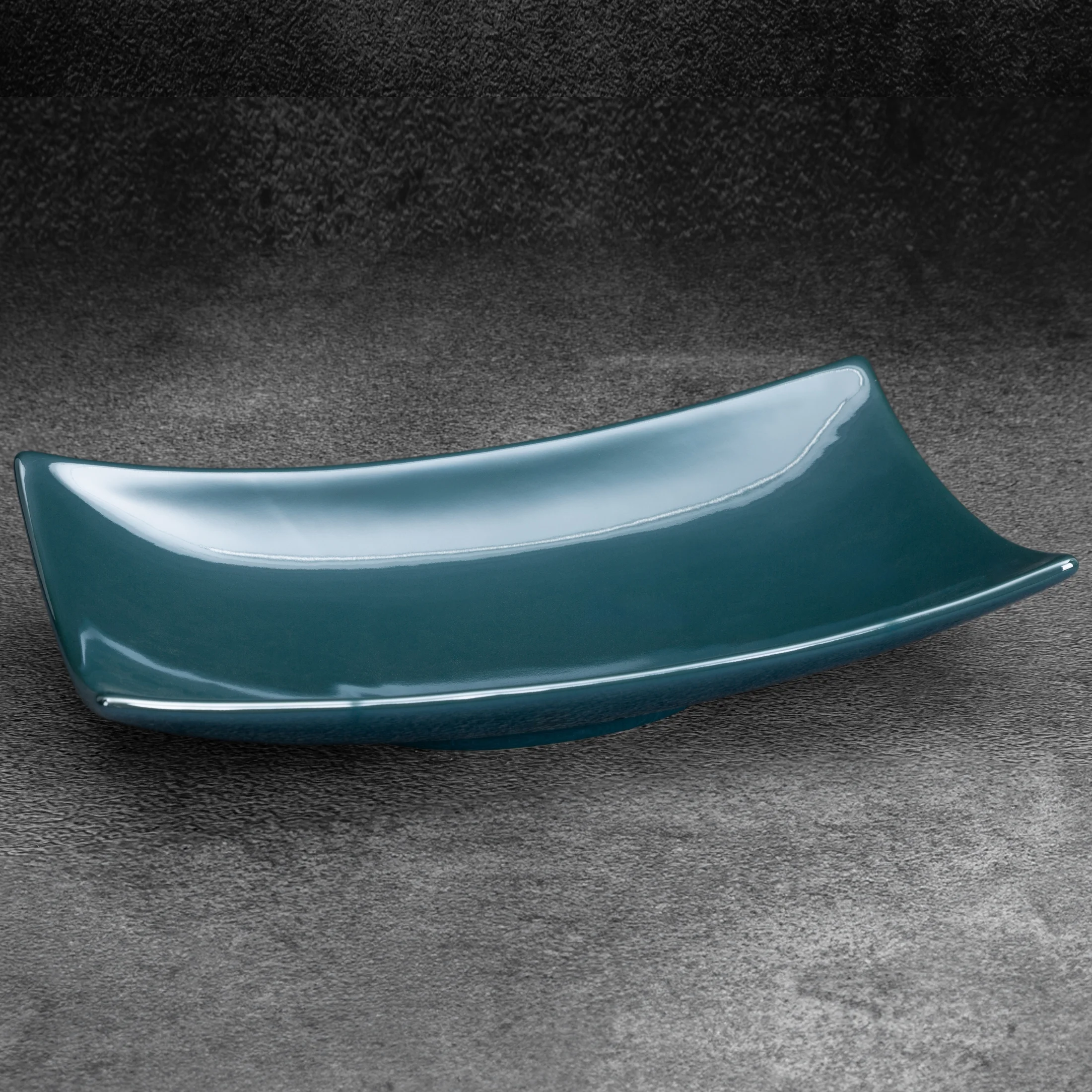 Patera ceramiczna dekoracyjna turkusowa z perłowym połyskiem 31x17x7 cm Eurofirany