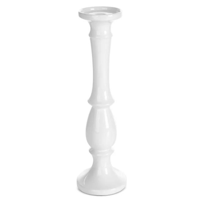Świecznik ceramiczny dekoracyjny biały o prostym kształcie średnica 11x39 cm JOLY Eurofirany