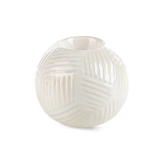 Świecznik ceramiczny kremowy dekoracyjny z wytłaczanym wzorem średnica 10x9 cm ROMINA Eurofirany