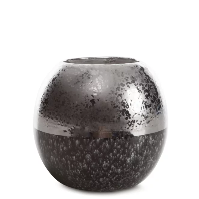 Świecznik ceramiczny srebrno-złoty z glinki ceramicznej 8x8x8 cm LEO Eurofirany