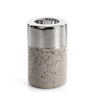Świecznik dekoracyjny srebrny łączący dwie kontrastujące powierzchnie 9x13 cm LAILA Eurofirany