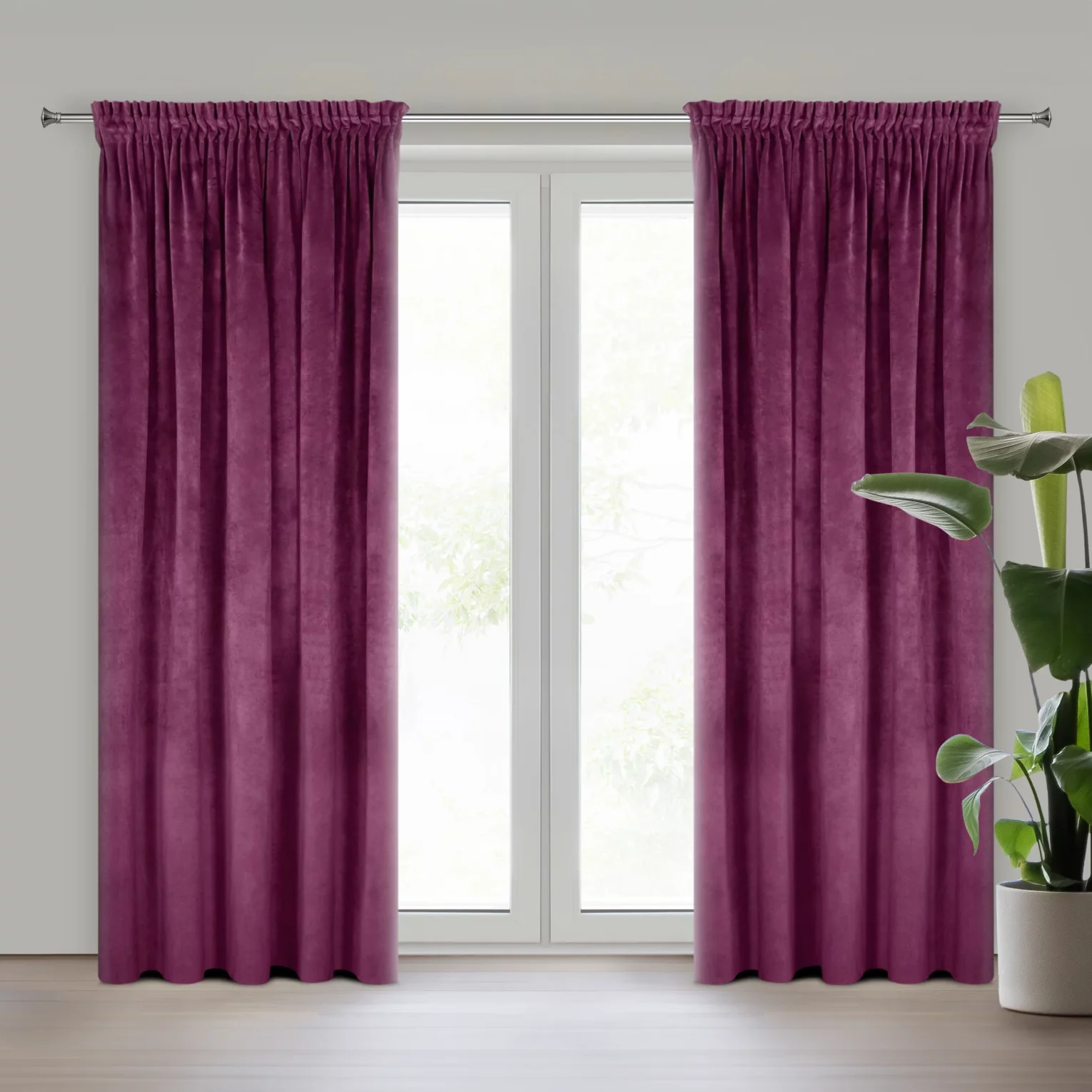 Zasłona fioletowa z ekskluzywnego matowego welwetu 140x270 cm taśma VILLA Eurofirany