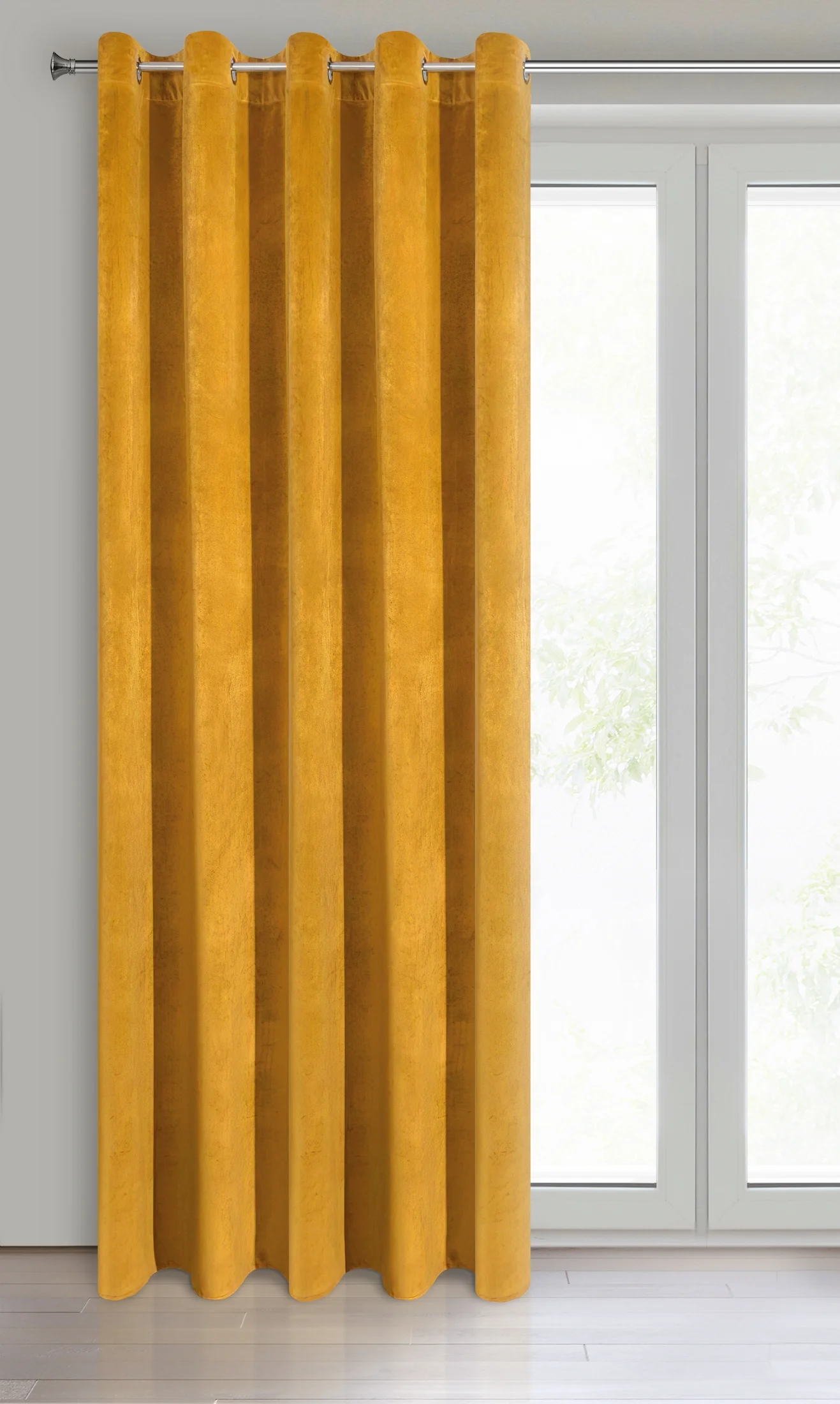 Zasłona musztardowa z ekskluzywnego matowego welwetu 140x250 cm przelotka VILLA Eurofirany