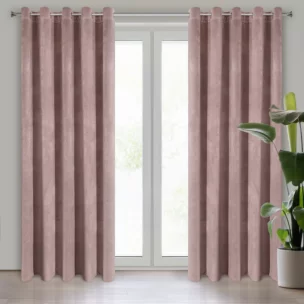 Zasłona pudrowo różowa z ekskluzywnego matowego welwetu 140x250 cm przelotka VILLA Eurofirany