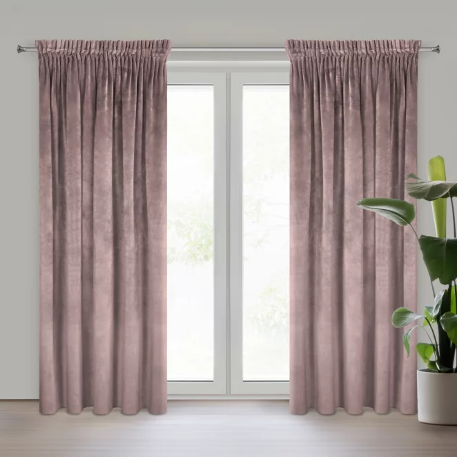 Zasłona pudrowo różowa z ekskluzywnego matowego welwetu 140x270 cm taśma VILLA Eurofirany