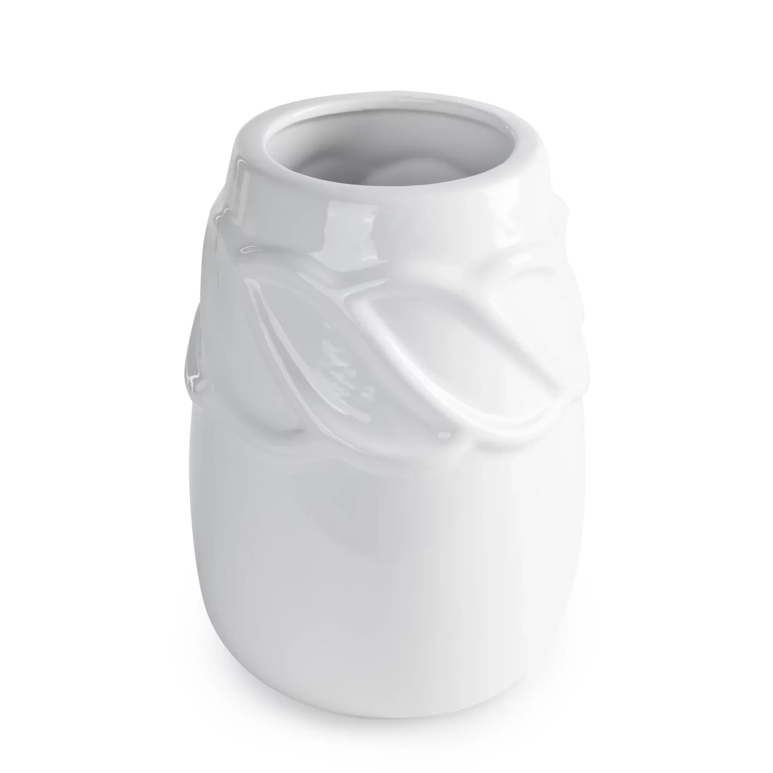 Wazon biały dekoracyjny z wypukłym dekoracyjnym wzorem 15x15x20 cm LISA Eurofirany
